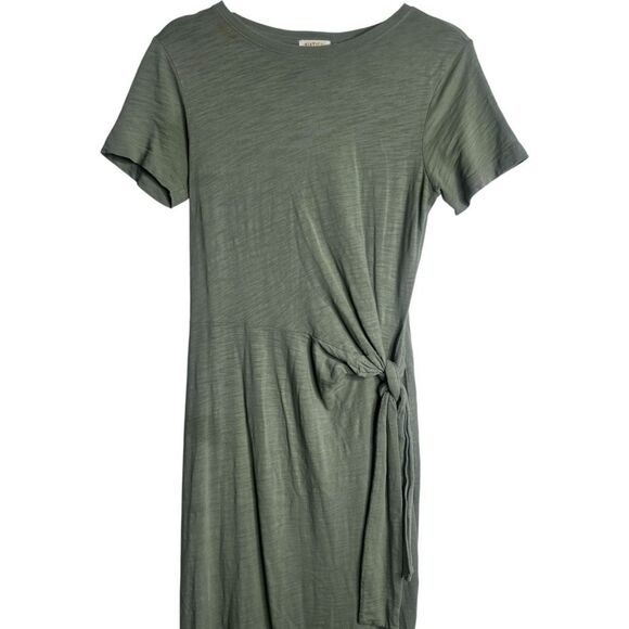 NATION Ltd Dress Size XS Womens Sage Green Knot Tie Maxi Short Sleeve Stretch - Picture 2 of 11